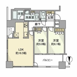 本町駅 徒歩3分 22階の物件間取画像